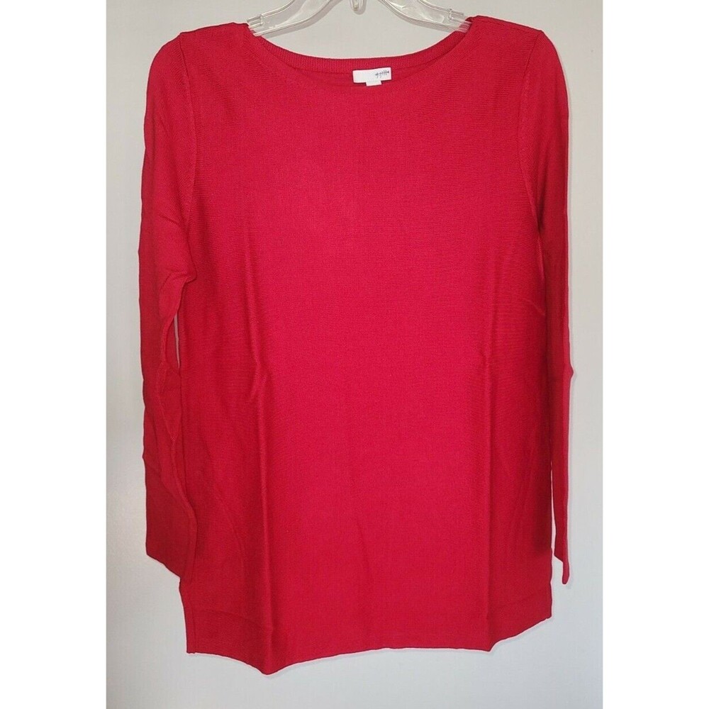 J. Jill Womens XS Olivia Boat Neck Tunic Sweater Lightweight Pullover Red Casual